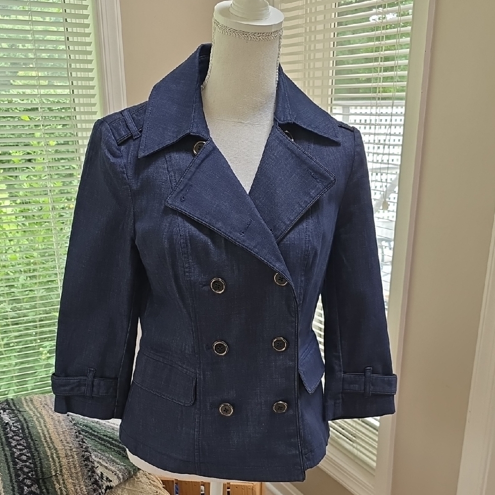 Denim And Leather Pea Jacket